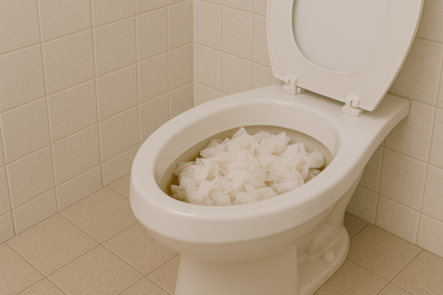 Toilette verstopft - Verstopfte Toilette mit Papier - Sanitär Klempner Service Fabeos